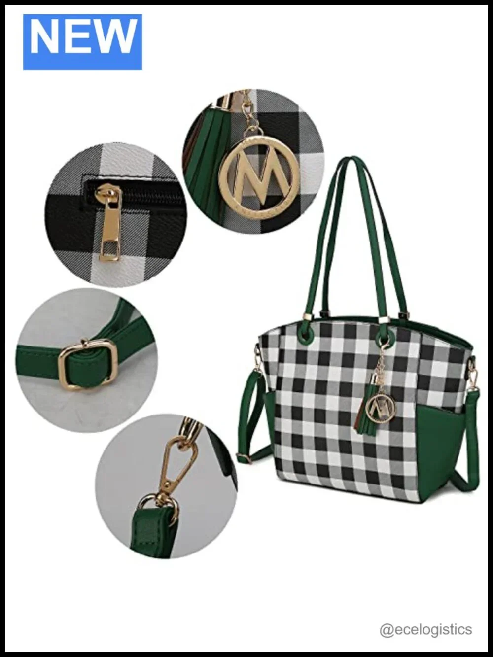Women's Vegan Leather Satchel Crossbody Bag Tote with Adjustable Strap